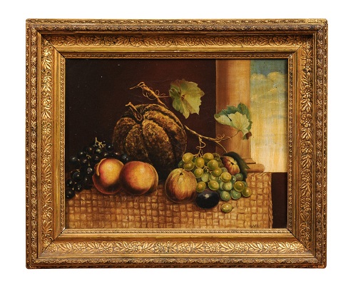 Italian 19th Century Oil on Canvas Still Life Painting Depicting Fruits