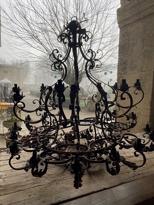 French 20th Century Wrought Iron Chandelier
