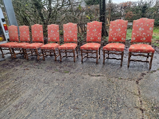 Set of Eight 20th Century French Mutton Leg Side Chairs -- DLW