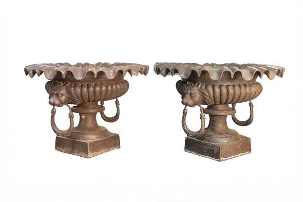 Pair of 19th Century French Cast Iron Urns