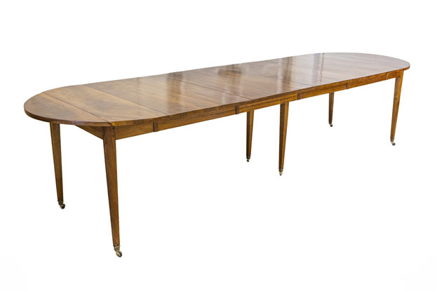 SOLD - 20th Century French Walnut Extension Table with Four Leaves Circa 1900 DLW