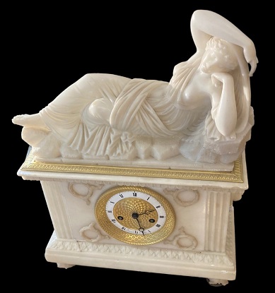 19th Century French Alabaster Clock DLW