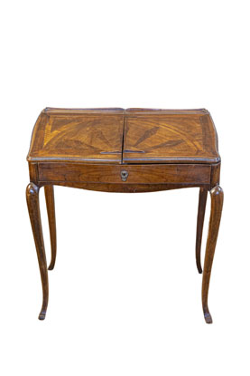 Petite French Louis XV Style Walnut Slant-Front Desk, Stamped, circa 1810