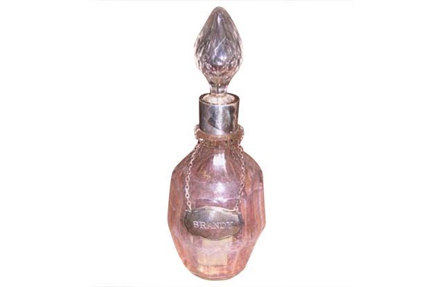 English Early 19th Century Crystal Toiletry Bottle with Stopper and Silver Neck