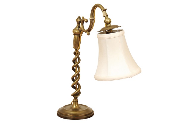 19th Century French Brass Barley Twist Lamp Circa 1870