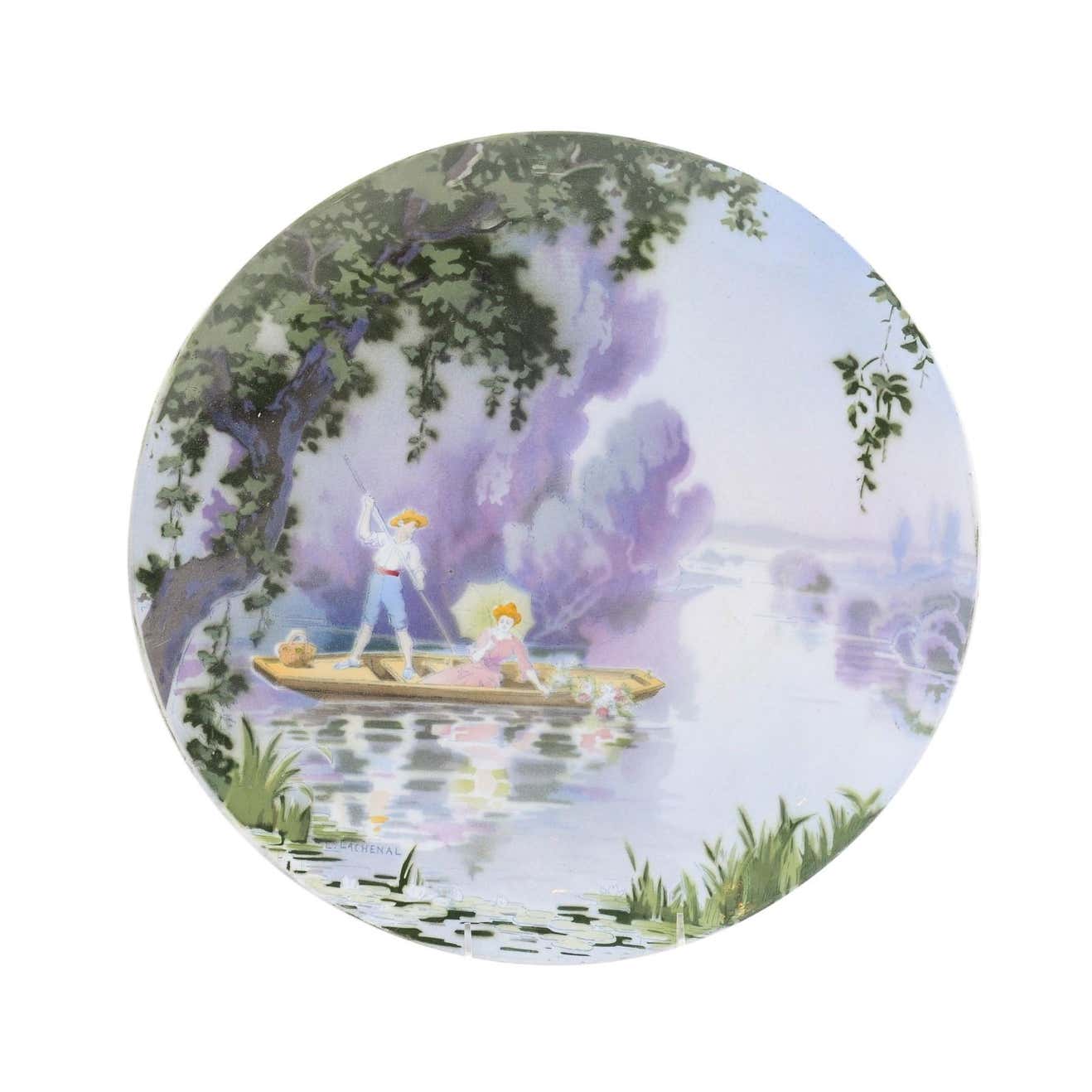 ON HOLD - French Late 19th Century Porcelain Decorative Hanging Plate by Edmond Lachenal