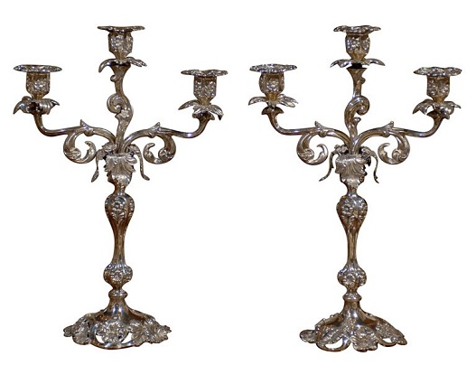 Pair of Swedish Silver Candelabra from Stockholm by Gustaf Möllenborg