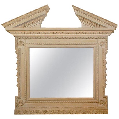 ON HOLD:  Large English Georgian Style Early 20th Century Mirror with Broken Pediment