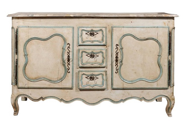 French Painted Buffet of the Louis XV Period with Two Doors and Three Drawers