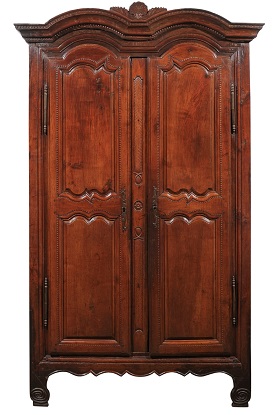 SOLD - French Wild Cherry Armoire from Rennes, Brittany Dated 1792 at the Cornice