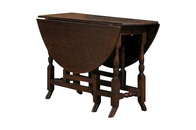 ON HOLD - 18th Century English Oak Gateleg Drop-Leaf Table with Turned Legs and Drake Feet