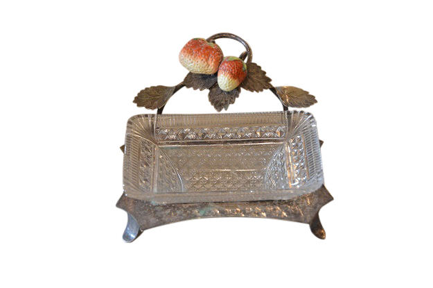 20th Century French Silver and Cut Glass Serving Dish 