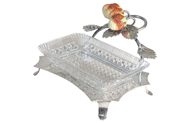 20th Century French Silver and Cut Glass Serving Dish 