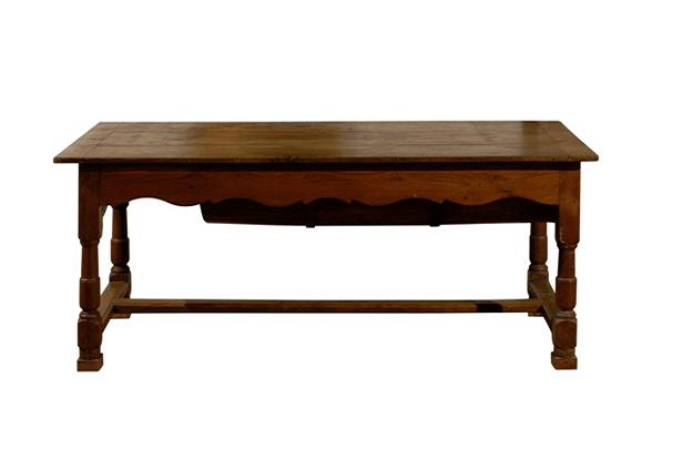 French Wooden Pétrin Table with Original Dough Bin and Baluster Legs, circa 1750 DLW