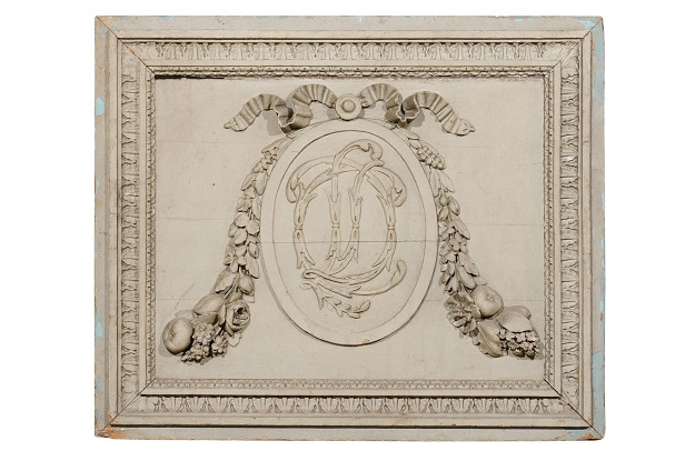 French Louis XVI 18th Century Painted and Hand Carved Wooden Boiserie Panel