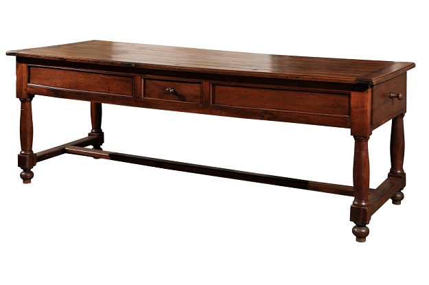 ON HOLD - Late 18th Century French Walnut and Acacia Wood Sofa Table with Turned Legs