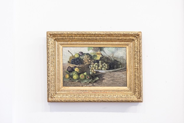 French Framed Oil on Canvas Painting Depicting Grapes and Figs, circa 1875