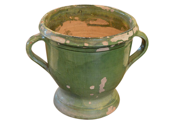 19th Century French Pottery Green Glaze Jardiniere
