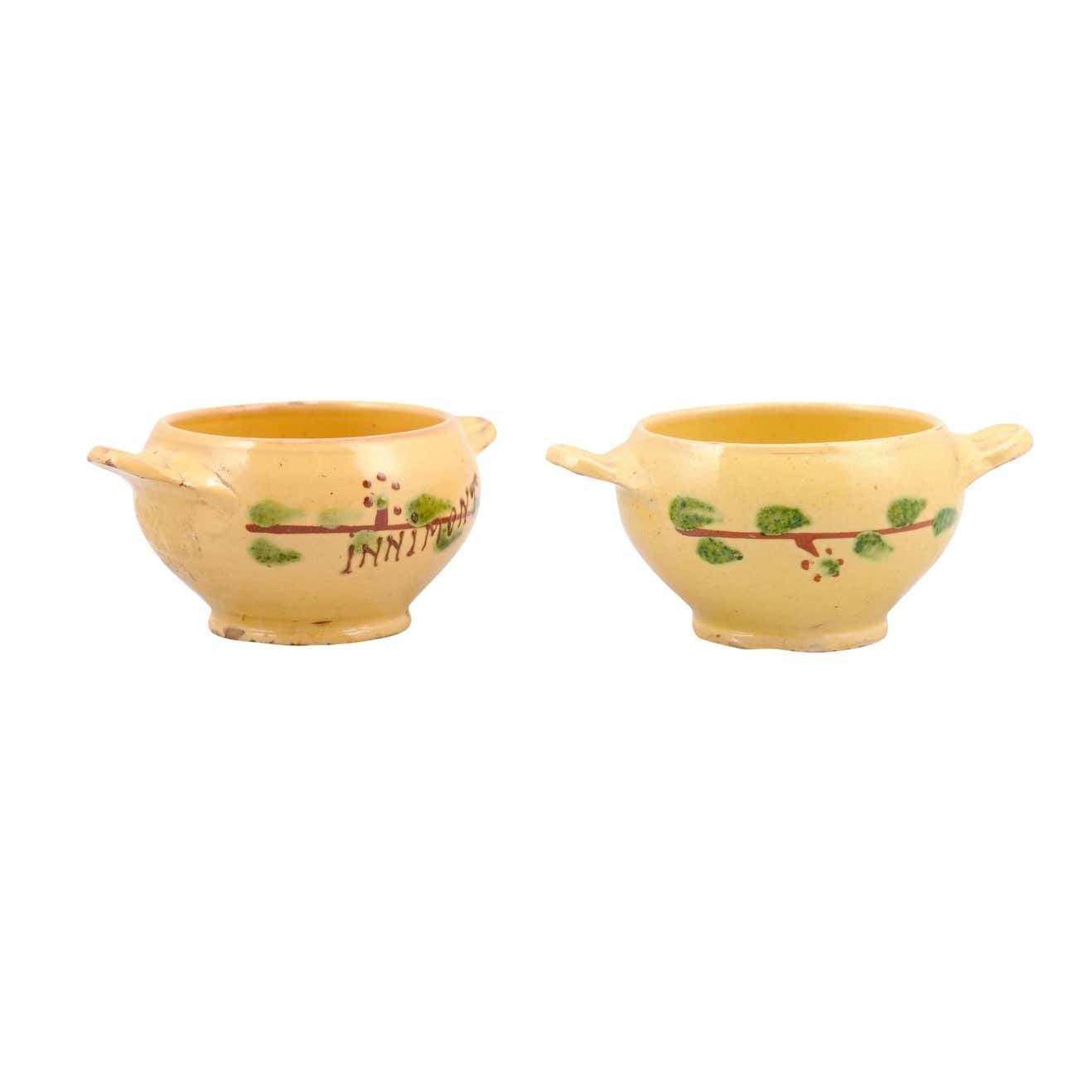 Petite 19th Century Eastern French Yellow Glazed Pottery Bowls from Innimont