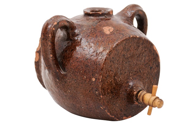 French 19th Century Terracotta Vinegar Pot with Chocolate Glaze and Great Patina