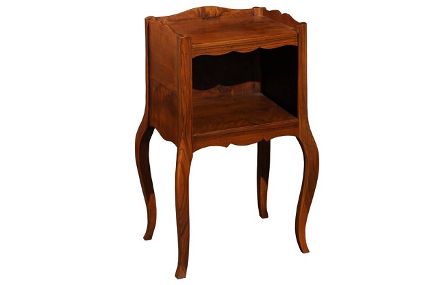 19th Century Wooden Bedside Table, Antique French Style Side Table