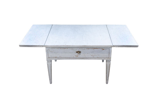 Swedish Gustavian Style Painted Coffee Table with Drop Leaves, 20th Century