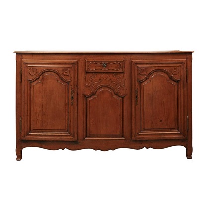 ON HOLD - French Louis XV Style Carved Cherry Enfilade from Picardy from the 1790s