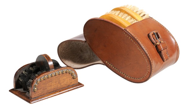English 19th Century Victorian Shoe Care Set with Original Leather Case