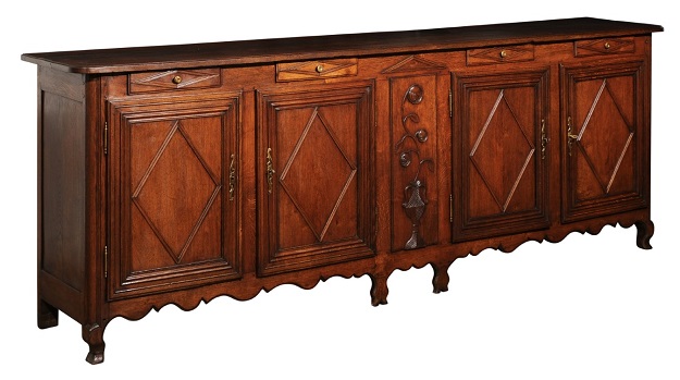 ON HOLD - French 1890s Enfilade from Picardie with Drawers over Doors and Diamond Motifs