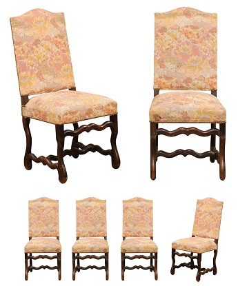 ON HOLD - French 19th Century Set of Six Mutton Leg Side Chairs
