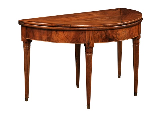 SOLD - French Louis XVI Period Late 18th Century Folding Top Walnut Demilune Table