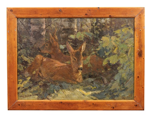 Deer in the Woods by August Specht Circa 1917