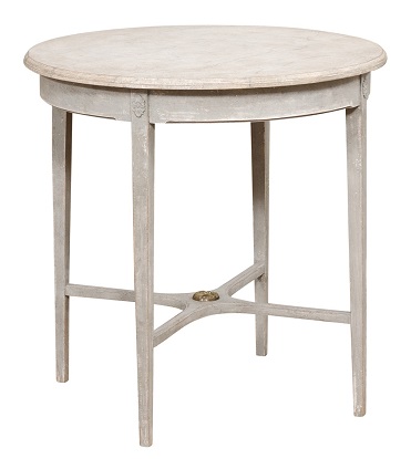 ON HOLD - Swedish Gustavian Style 1900s Painted Lamp Table with Faux Marble Top