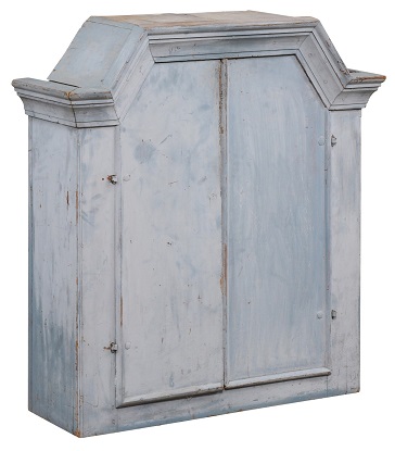 On Hold - Swedish Rococo Style 19th Century Grey Painted Wall Cabinet with Distressing