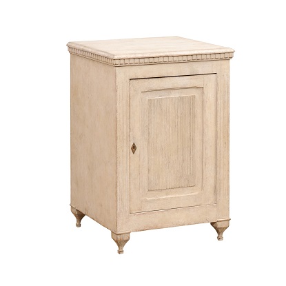 SOLD - Swedish Gustavian Style 19th Century Painted and Carved Cabinet with Single Door