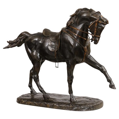 French 19th Century Bronze Sculpture Depicting a Horse with Left Leg Raised