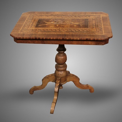 SOLD - Italian 19th Century Marquetry Pedestal Table