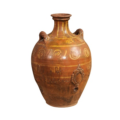 Italian 17th Century Glazed Terracotta Vase