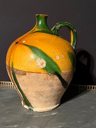 Arriving in Future Shipment - French 19th Century Glazed Terracotta Jug