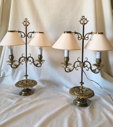 French 19th Century Pair of Candlestick Lamps