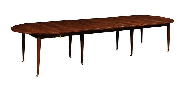 French 19th Century Walnut Dining Table with Five Leaves Circa 1890