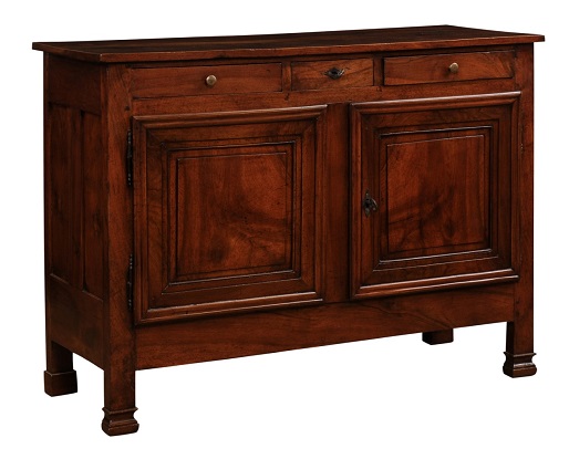 Italian 19th Century Walnut Buffet with Three Drawers over Two Molded Doors