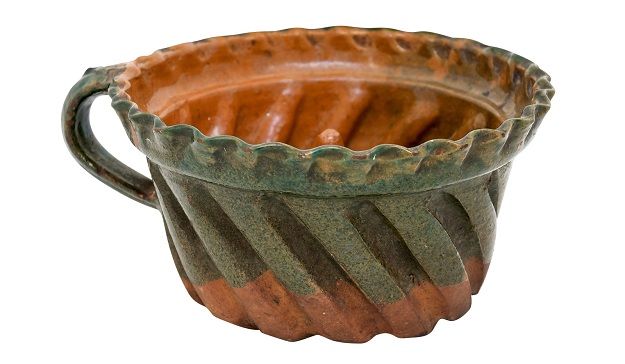 Green Brown Pottery with Grooves