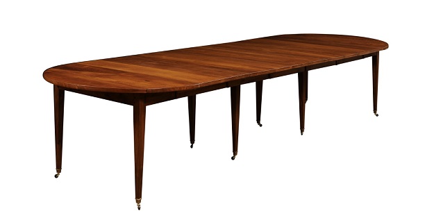 ON HOLD:  French 19th Century Walnut Dining Table with Five Leaves Circa 1890