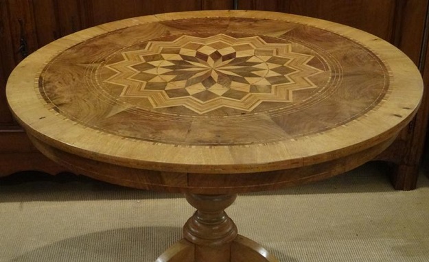 ON HOLD - Arriving in Future Shipment - Italian 19th Century Marquetry Pedestal Table