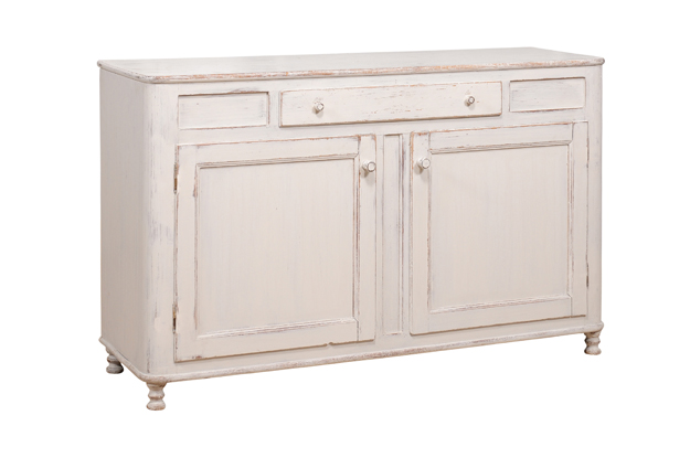 1830s Swedish Grey Painted Sideboard with Single Drawer over Two Doors DLW