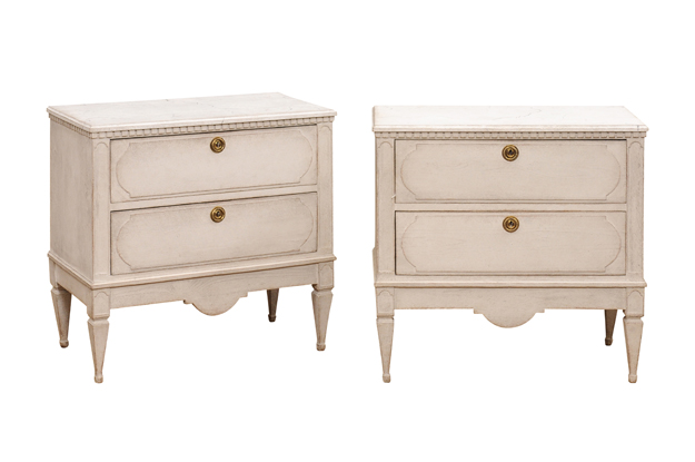Pair of 19th Century Gustavian Painted Style Chests