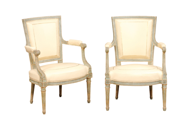 French 20th Century Pair of Louis XVI Style Arm Chairs