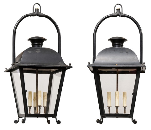ON HOLD - French 20th Century Pair of Iron Lanterns