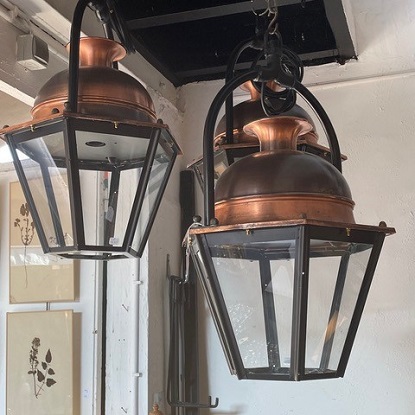 Arriving in Future Shipment - French 20th century Set of Three Copper Lanterns